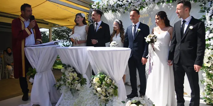 Giresun 3 erkek kardeş, aynı gün nikah masasına oturdu