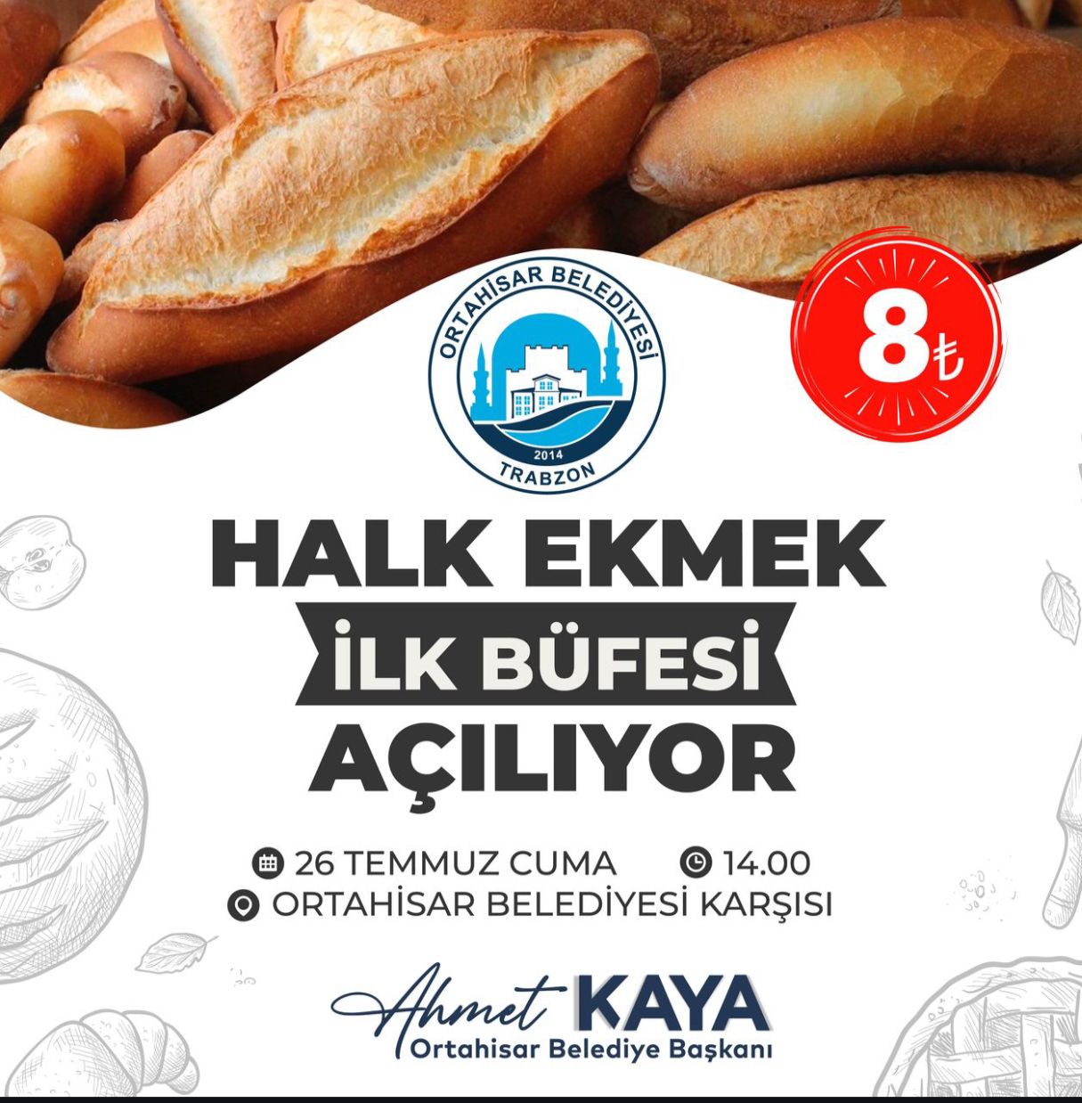 Trabzon'da halk ekmek büfesi açılıyor! Başkan Kaya duyurdu 