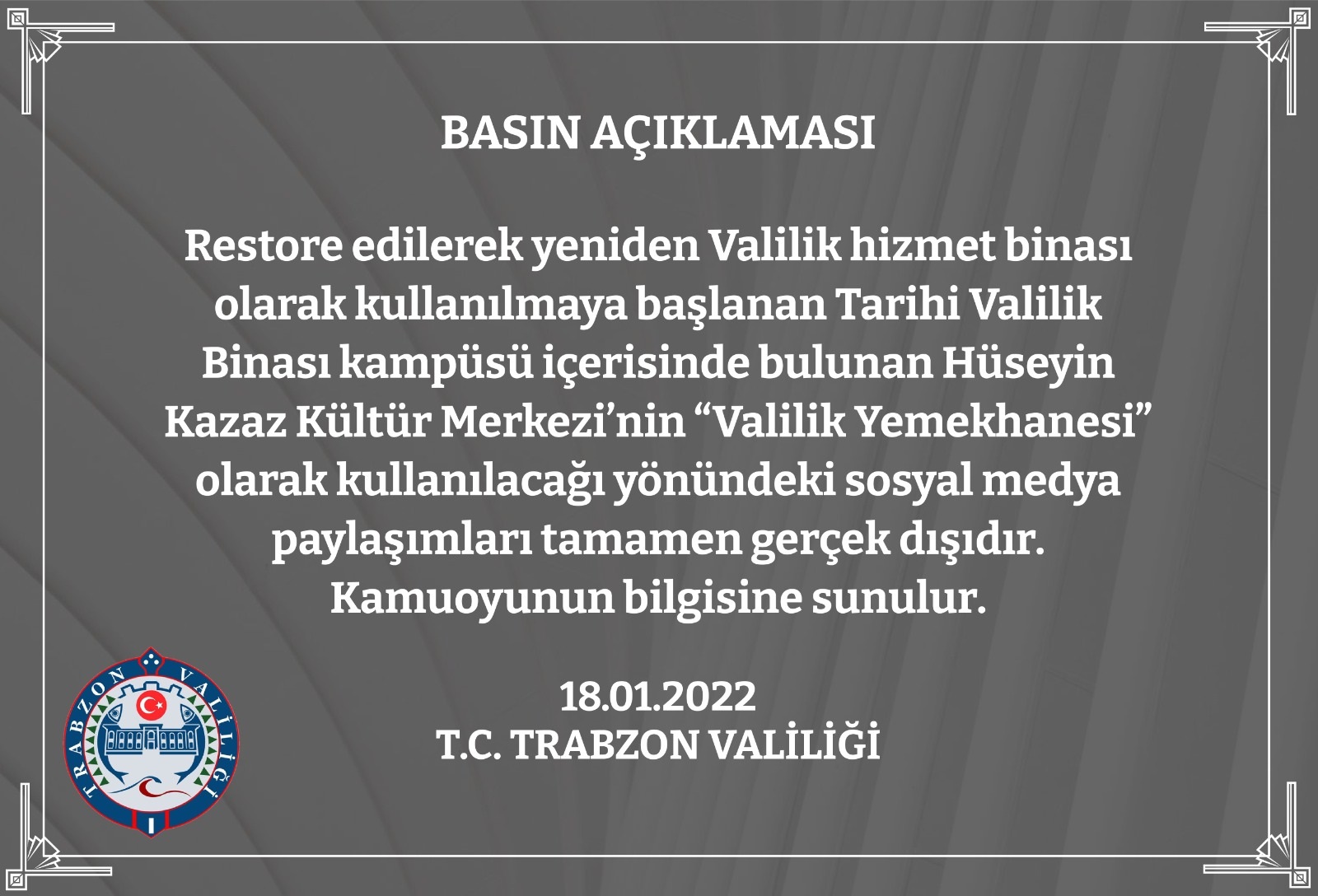 Trabzon Valiliği tartışmalara noktayı koydu