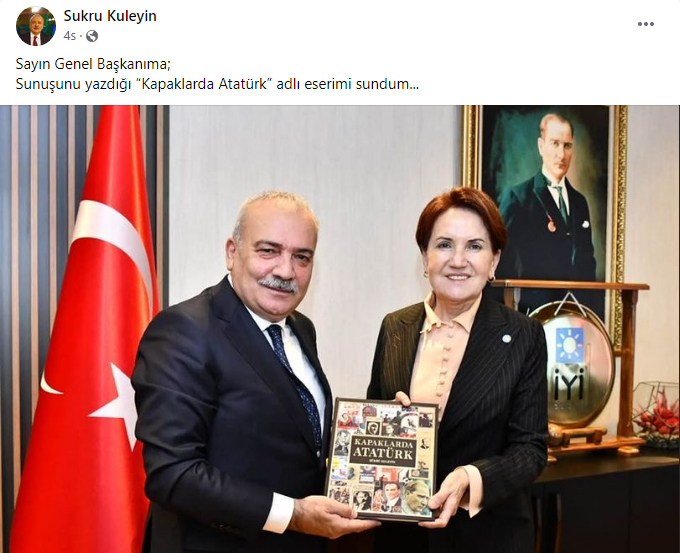 Şükrü Kuleyin  'Kapaklarda Atatürk' kitabını Meral Akşener’e hediye etti