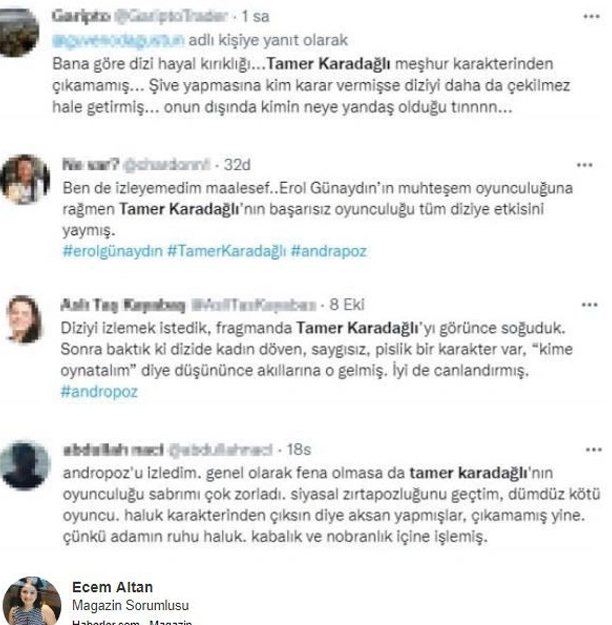 Andropoz'da rol alan Tamer Karadağlı gündem oldu 