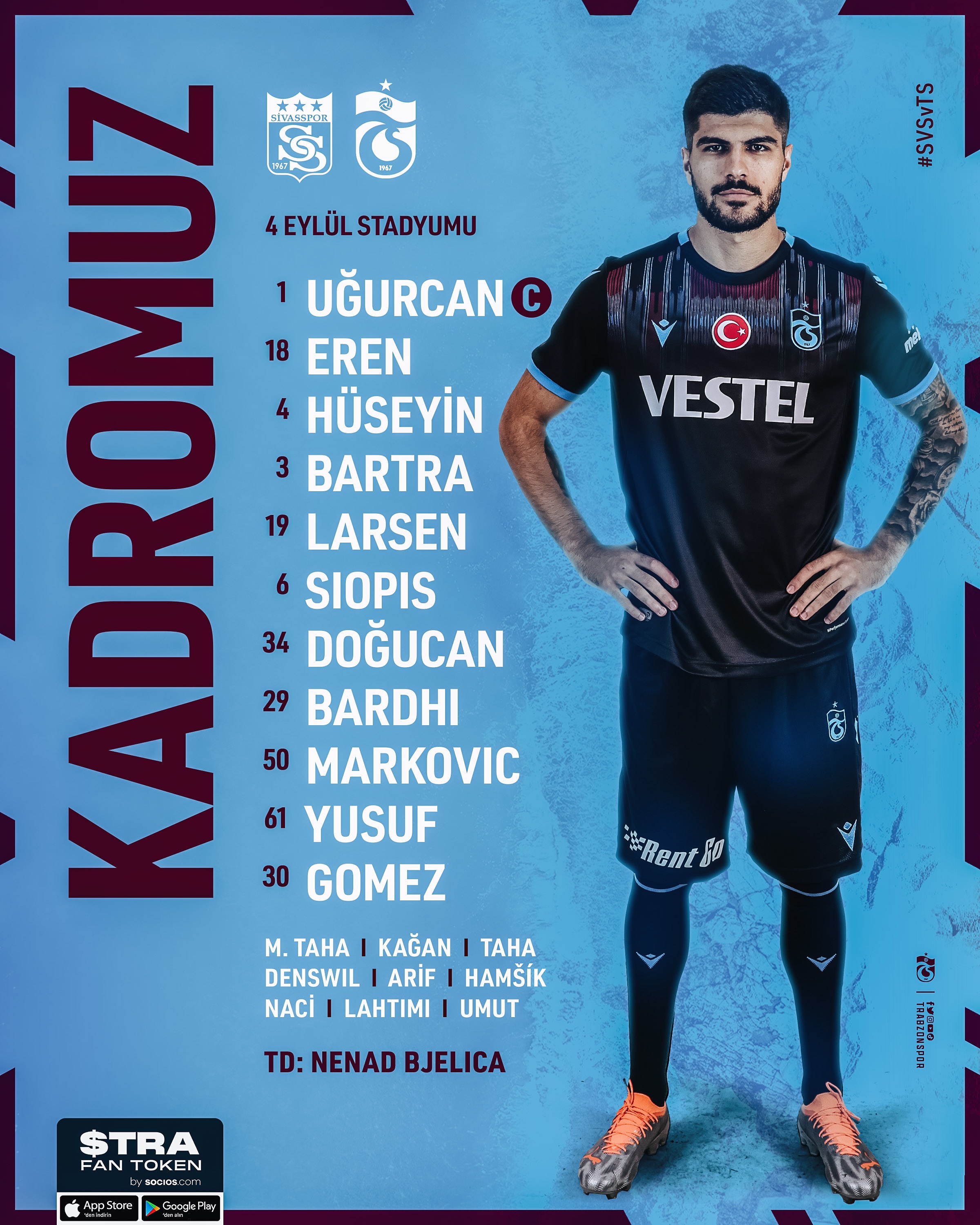 Trabzonspor'un Sivasspor maçı ilk 11'i!